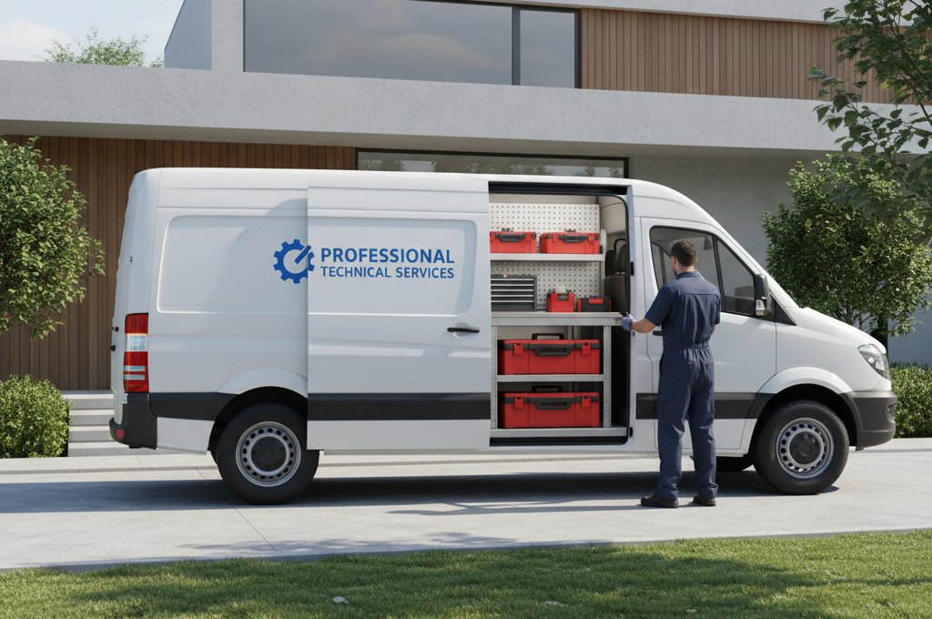 Servicebus van SaniServ klaar voor reparatie ter plaatse